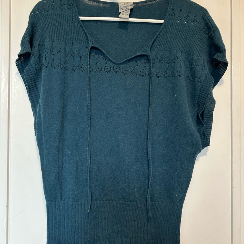 Teal Knit Sweater Top